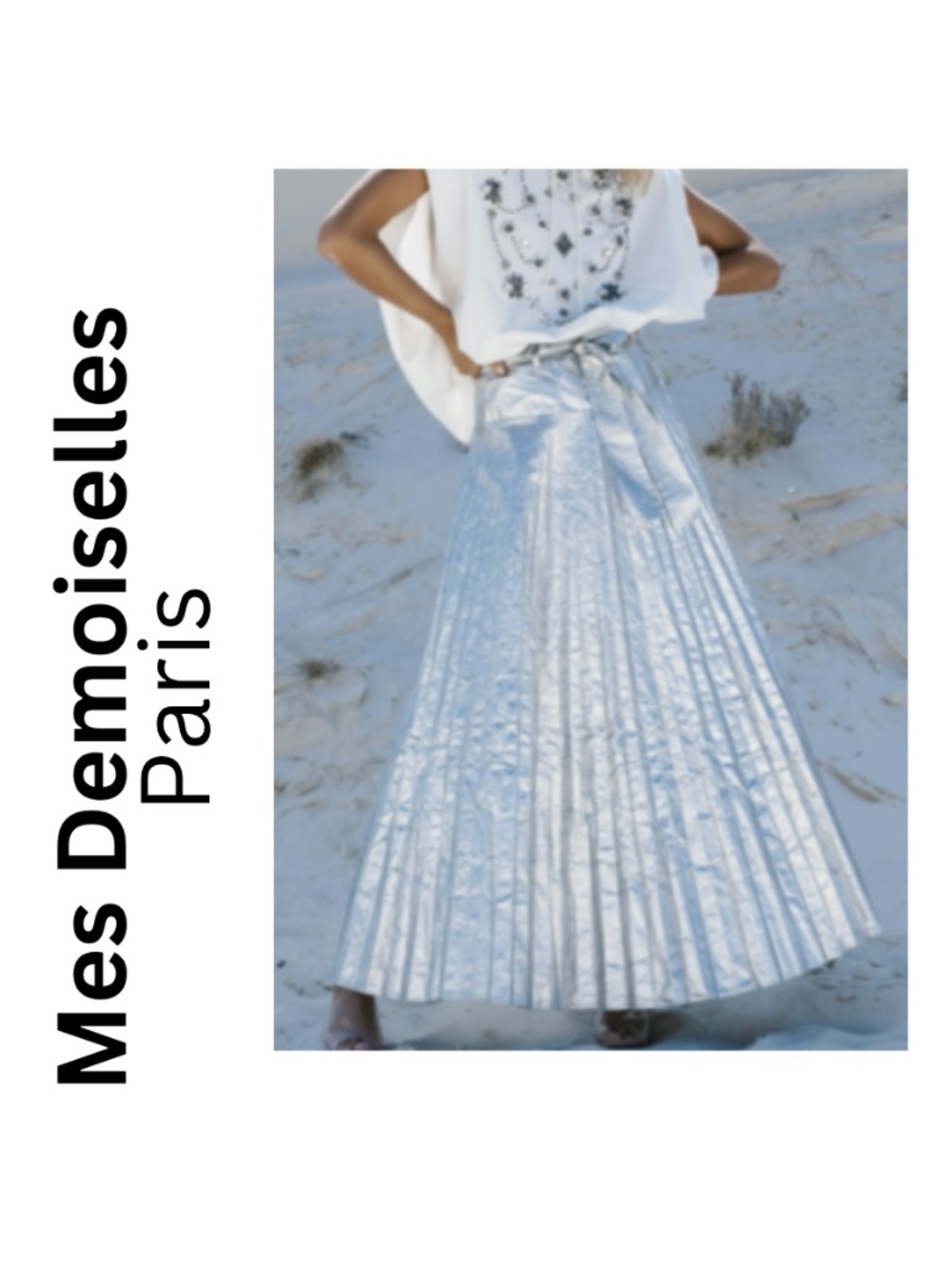 Mes Demoiselles Maxi Silver Foil Pleated Skirt - Size 38 Rare!